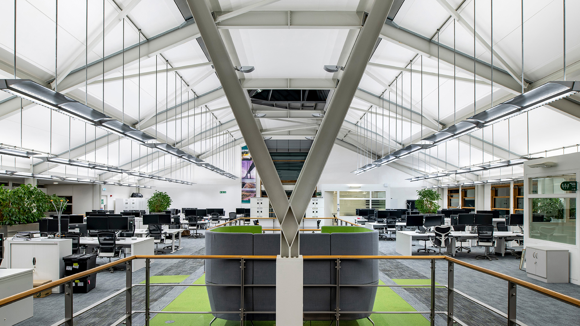 Energy Saving Lights in Modern Office Building